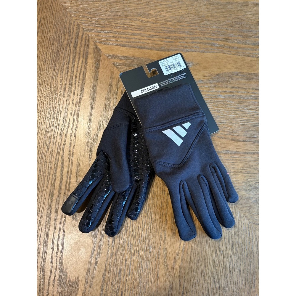 Adidas COLD.RDY Running Gloves Mens Black Touchscreen Reflective AW0200 MD/LG